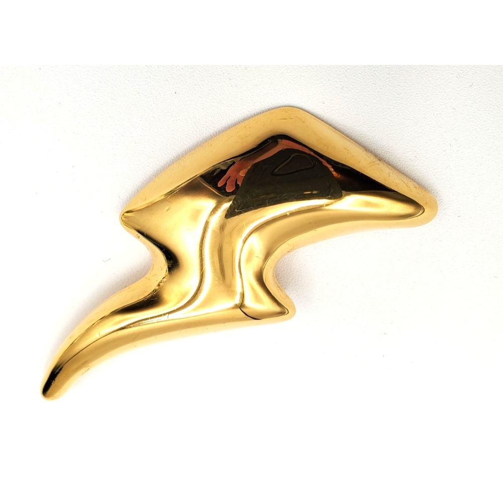 Vintage MCM Monet Lightening Bolt Statement Brooch Pin Gold Tone